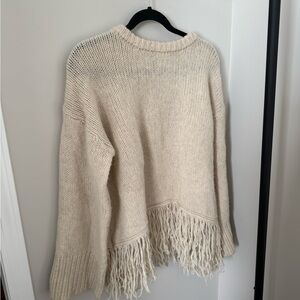 100% Wool Zara Cream Fringe Sweater